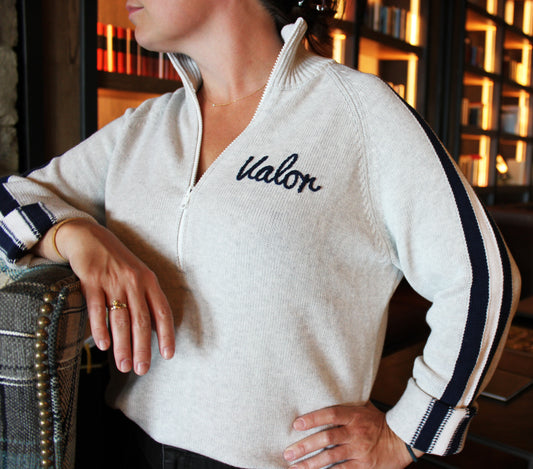 VALOR RETRO 1/2 ZIP COTTON SWEATER